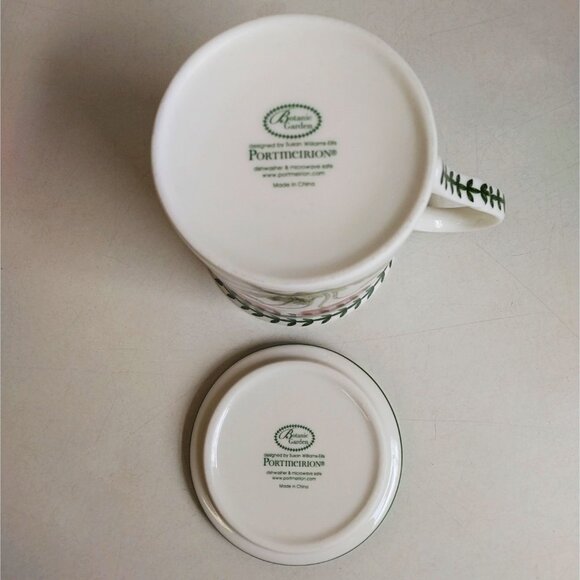 Portmeirion Botanic Garden Red Poppy Mug & Coaster Set Porcelain for Coffee Tea - Picture 4 of 11